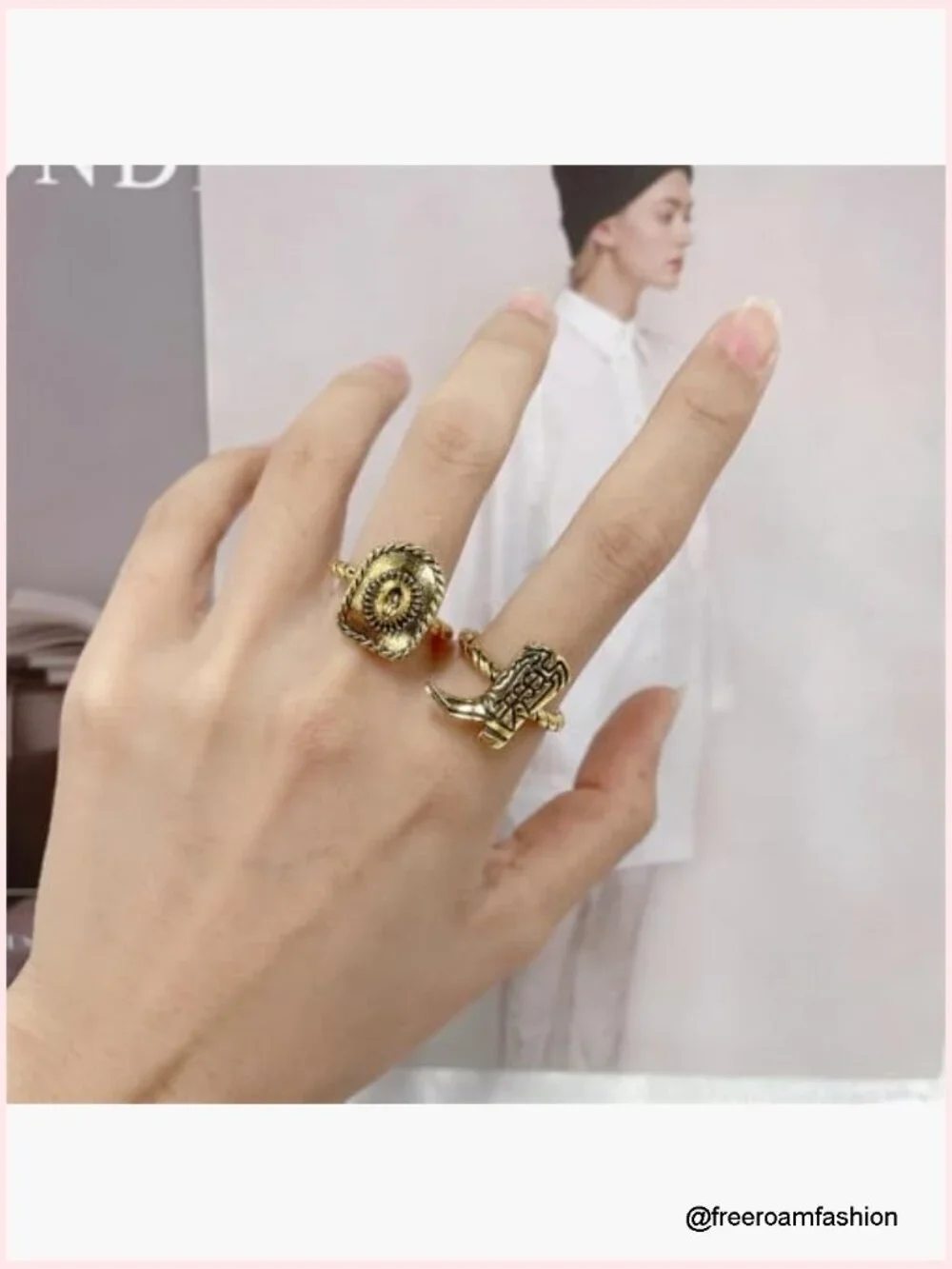 Set of 3 Western Cowboy Stacking Rings Size 7